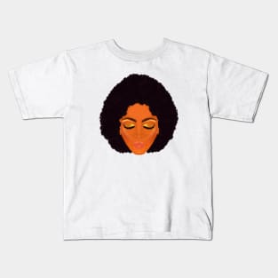 Chic Afro and Gold Makeup (White Background) Kids T-Shirt